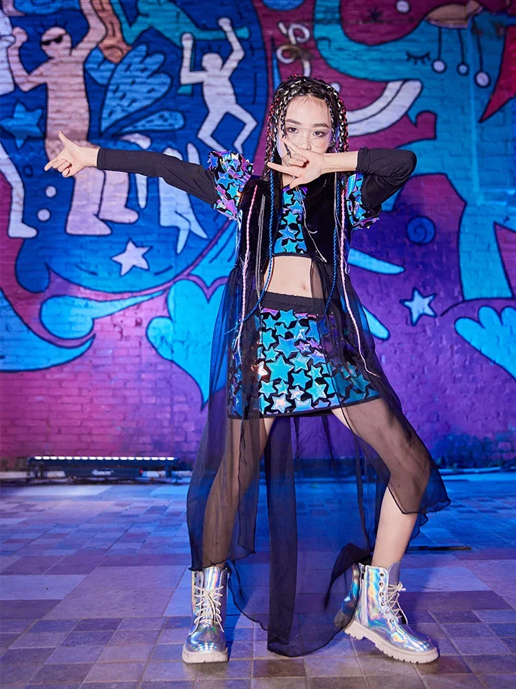 New Hip Hop Performance Clothes Girls Sequin Costumes Children'S Jazz Dance Costumes Model Catwalk Stage Costumes OA2310