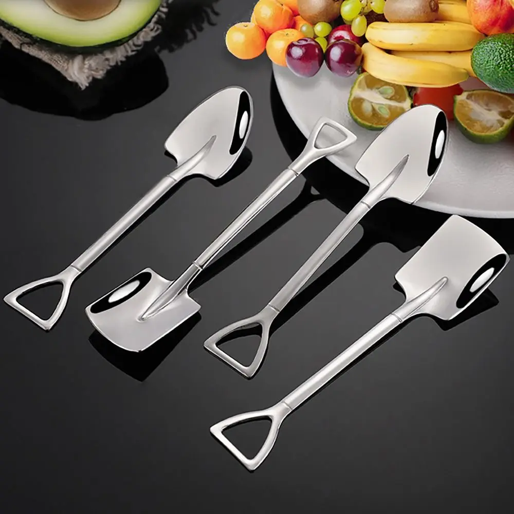 عالية الجودة الآيس كريم الرجعية مجرفة مقبض طويل الفولاذ المقاوم للصدأ ملعقة الحلوى/ الحلويات ملعقة قهوة أدوات المطبخ #2