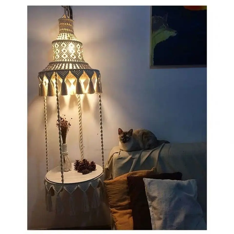 Nordic Ins Kronleuchter Bohemian handgewebter Couchtisch Zuhause Schlafzimmer Nachttisch Bett und Frühstück weicher Lampenschirm Retro