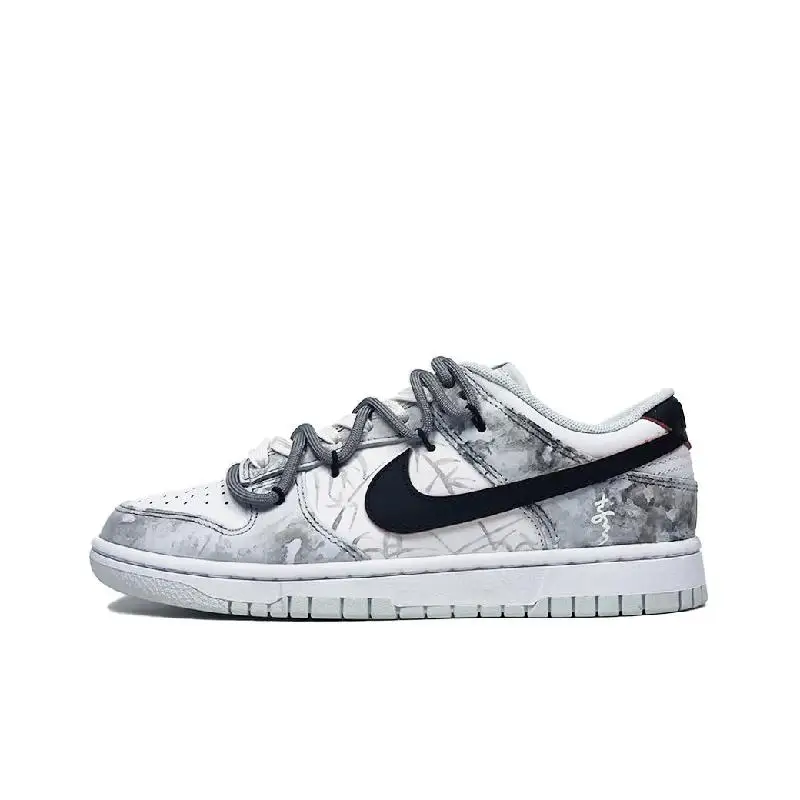 【Customize】Nike Dunk Skateboarding Shoes Unisex Low-top White/gray Sneakers shoes HF0730-160