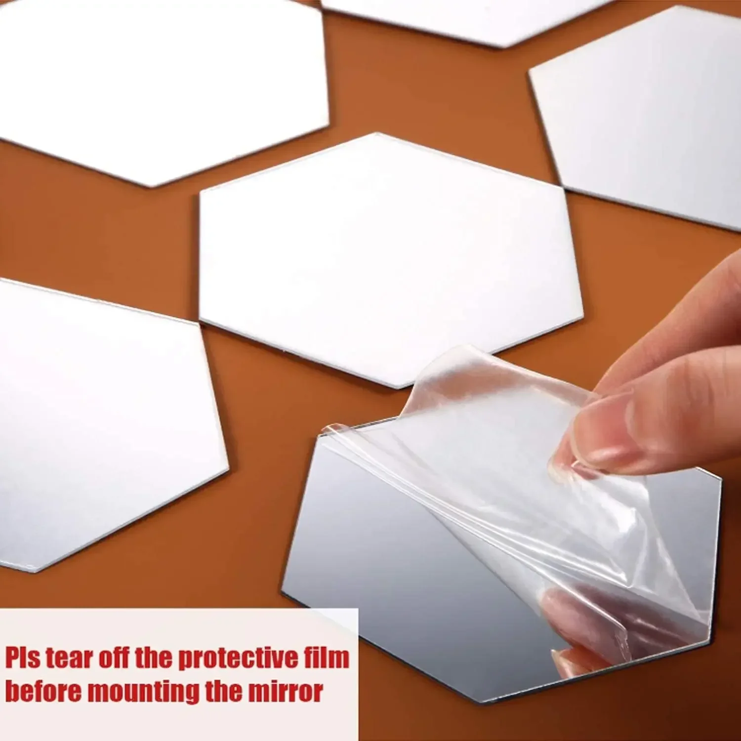 Wholesale Acrylic Hexagon Mirror Wall Stickers Self Adhesive Solid Paster DIY Tile Decals Living Room Art Decoration Ornaments