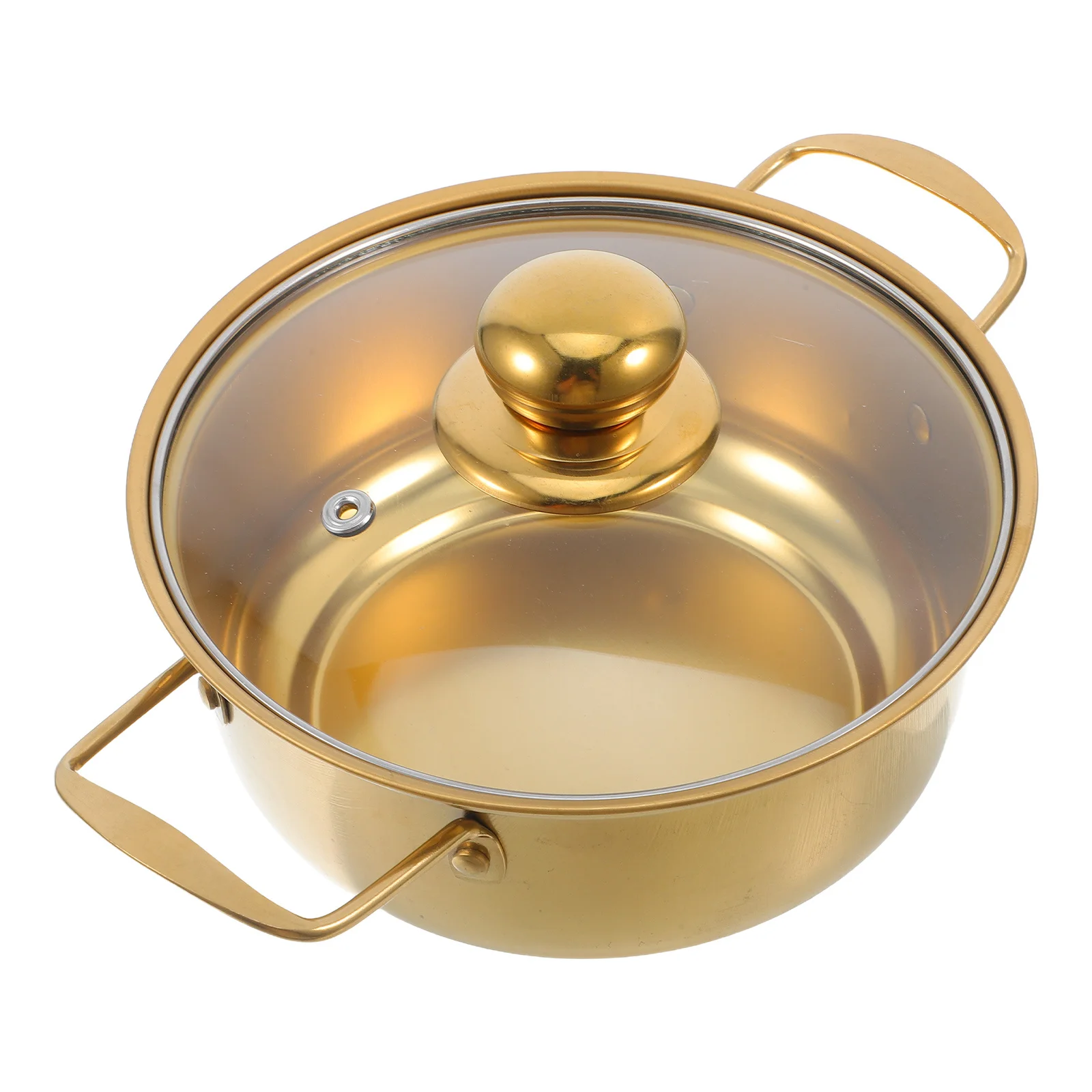 

Stainless Steel Hot Pot Small Cooking Pot with Lid for Ramen Steam Pot Soup Kitchen Use