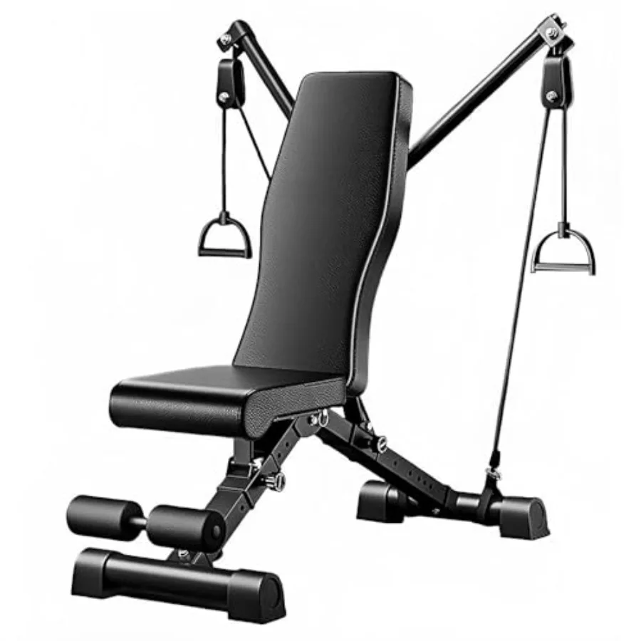 

Adjustable Weight Bench for Home Gym Foldable Strength Training Bench Press with Resistance Bands 600lb Capacity 7-Level Inclin