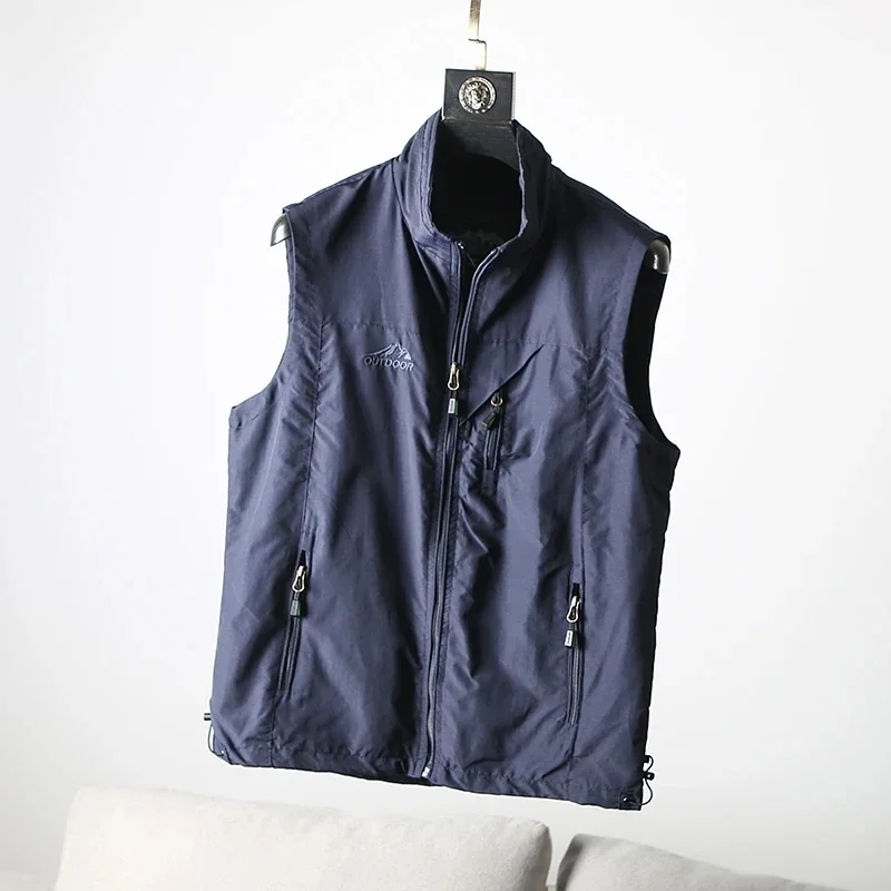 High end light luxury spring and autumn, two sided casual stand collar, functional thin vest, men's vest jacket, top, camisole