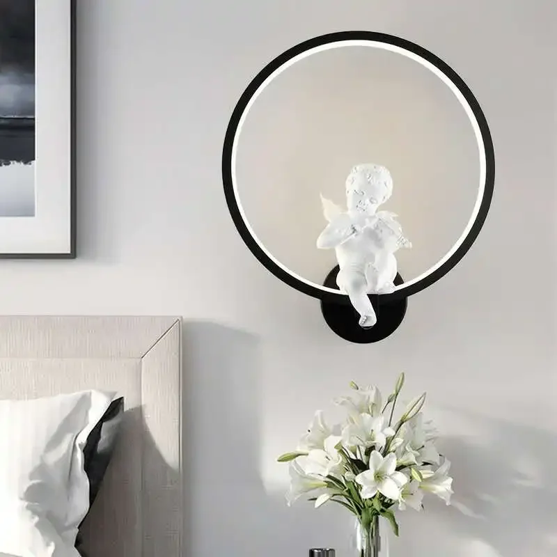 Nordic Warm Angel Wall Lamp Modern Living Room Bedroom Corridor Creative Personality Children\'s Bed Decoration Light Fixture