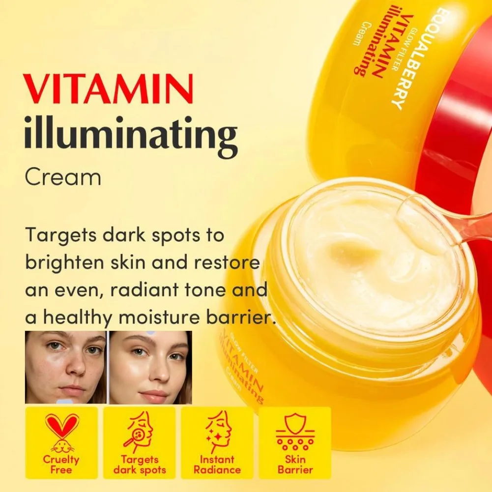 EQQUALBERRY Korean Original Cherry Vitamin C Brightening Face Cream For Improve Skin Dullness Even Complexion Antioxidant Repair