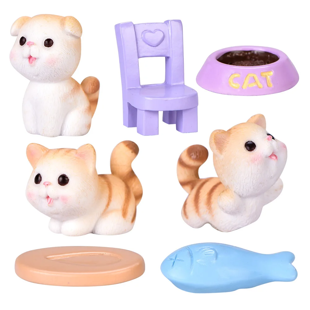 

1Set Resin Miniature Kitten Figurines Decor Set for DIY Garden Bonsai Craft Home Decoration Micro Landscape Miniature Figurines