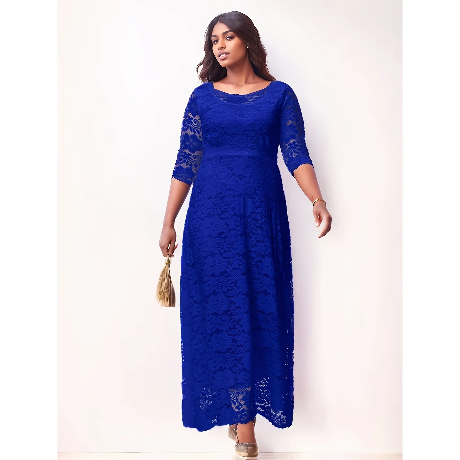 

Maidsmaid Lace Evening Dress Straight Cut Gown Bridal Party Women's plus Size Fashion City Walk Neck Hanging Sleeveless Dress