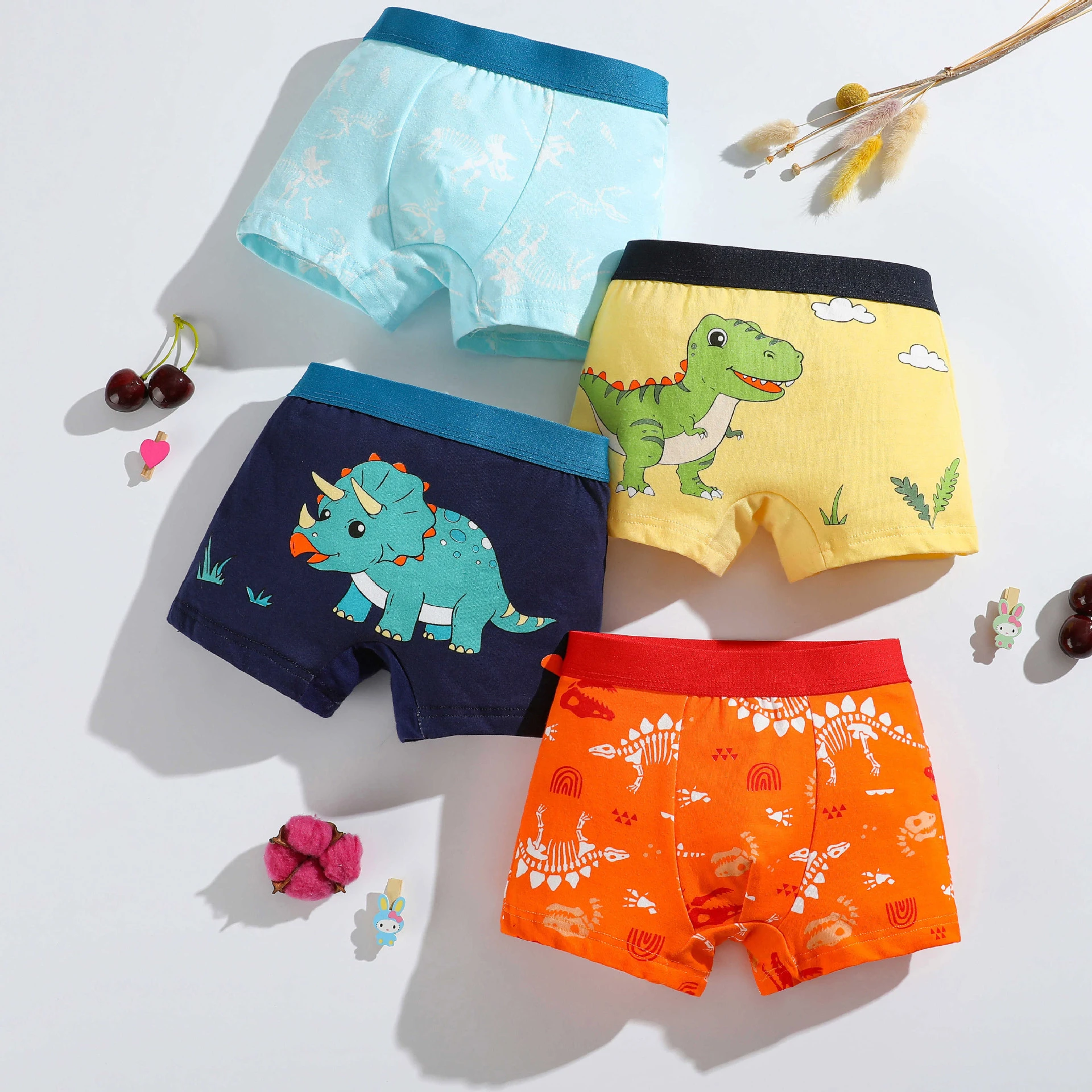 1/4/8 Pcs Lot Boys Boxer Sets Clothes Briefs Kids Cotton Underwear Underpants Teenager Cartoon Dinosaur Print Children Panties