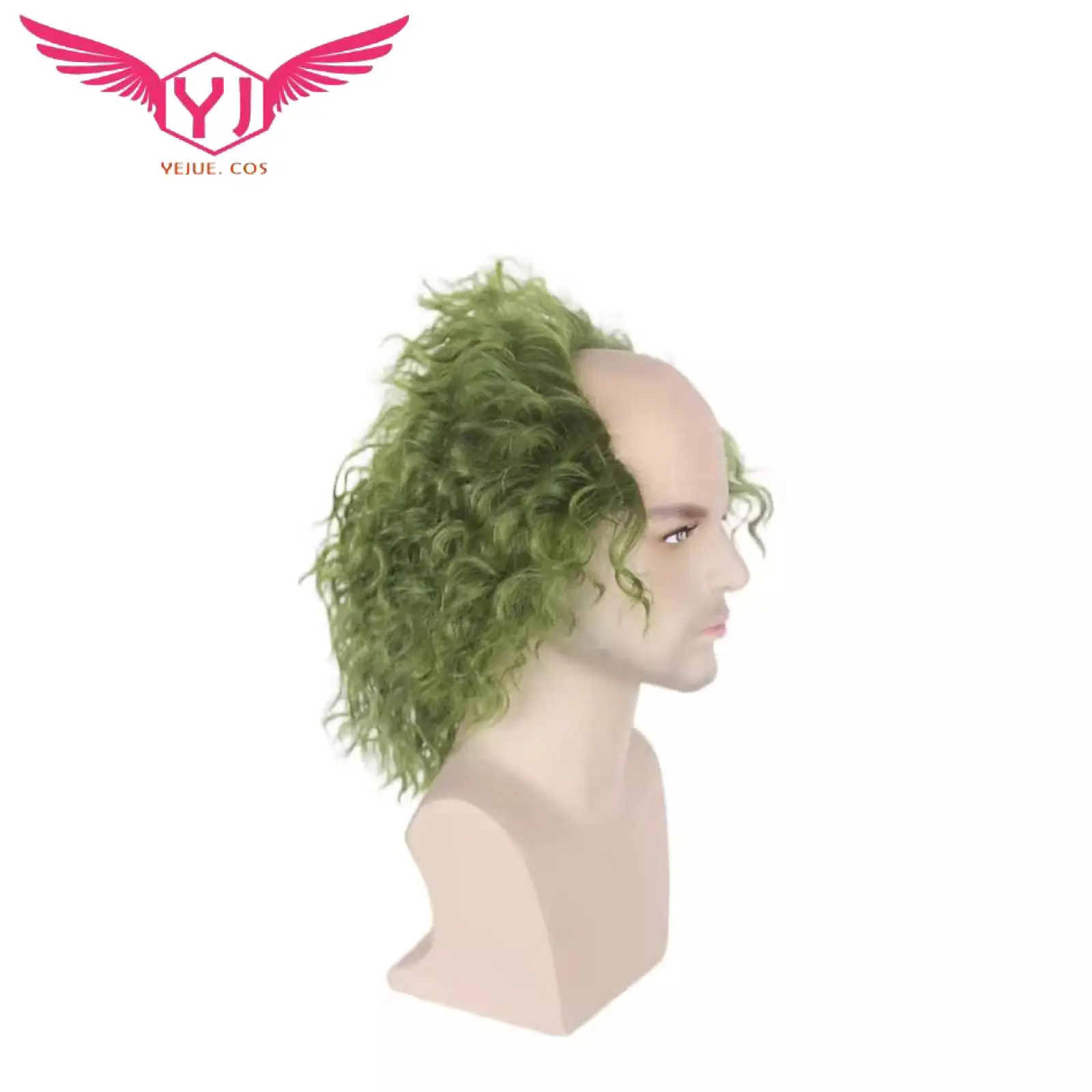 Ondulado Half Ball Peruca Cosplay para Homens e Mulheres, Receding Hairline, Palhaço Archmage, Michael, Velho, Halloween Party Props