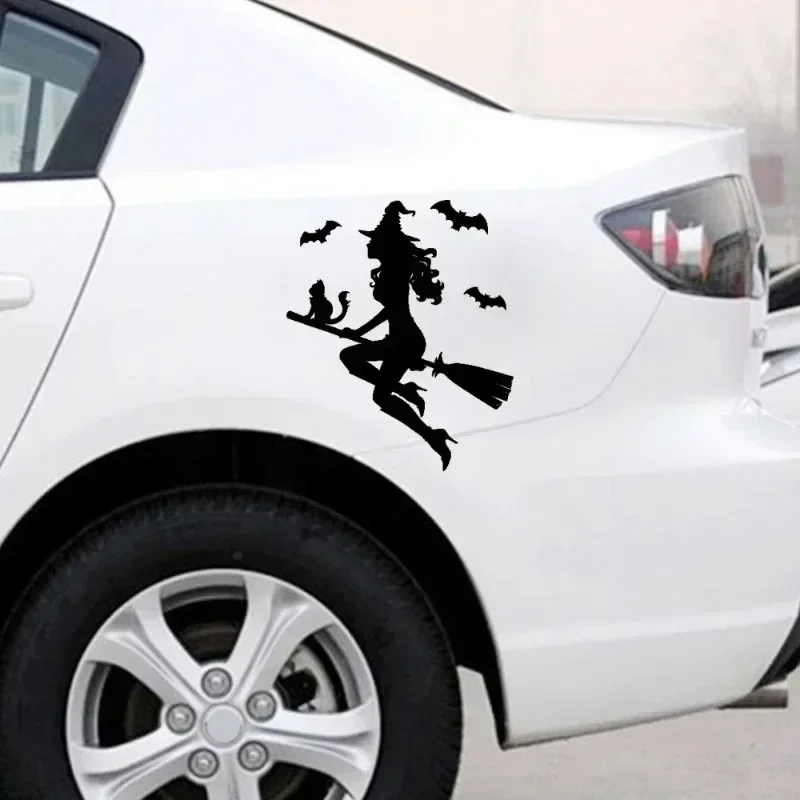 

Car Creative Stickers Riding Broom Witch Waterproof Sunscreen Vinyl DIY Car Body Stickers Decoration