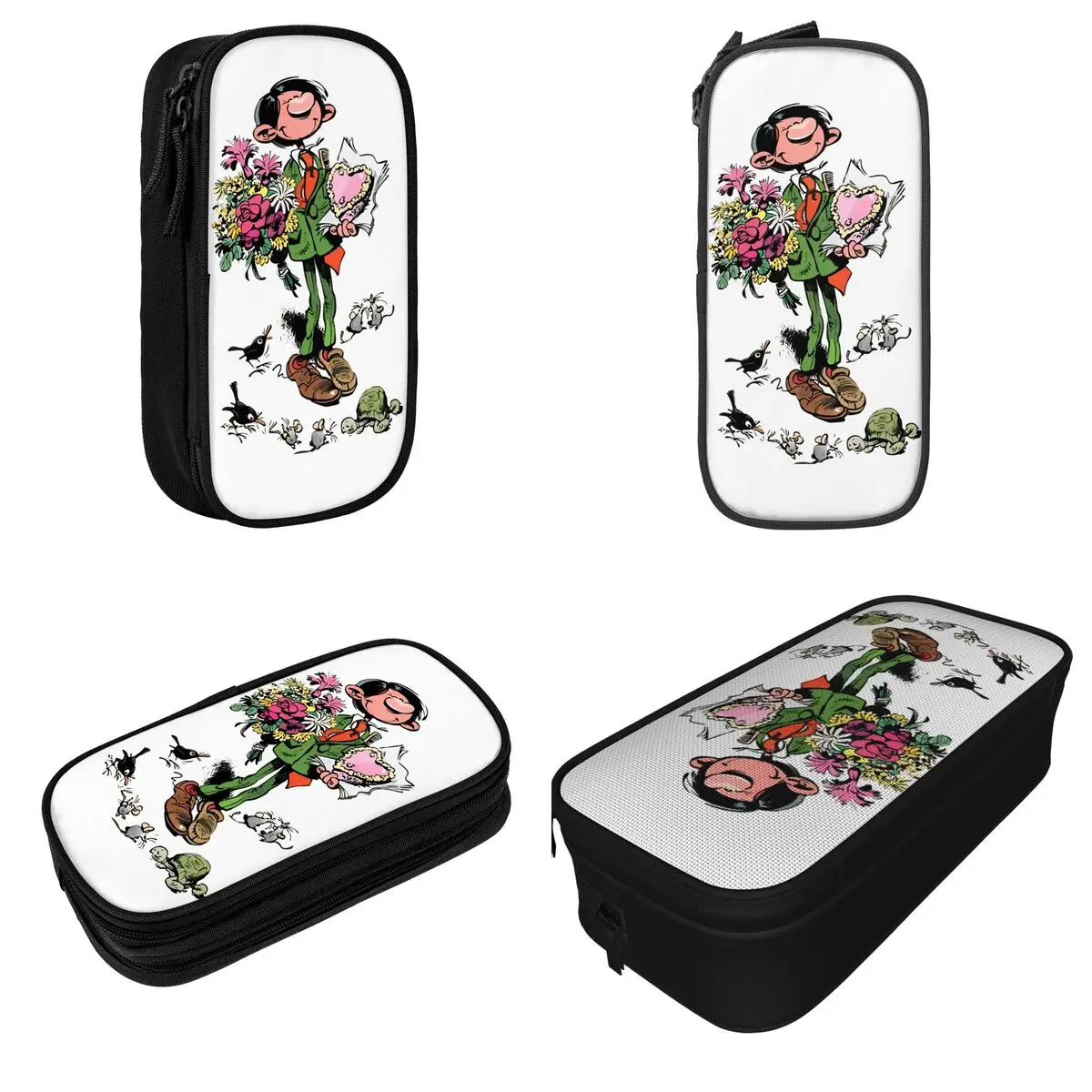 Imagem -02 - Estojo de Grande Capacidade com Flores Lagaffe Dupla Camada Bolsa de Maquiagem Feminina Acessórios de Escritório