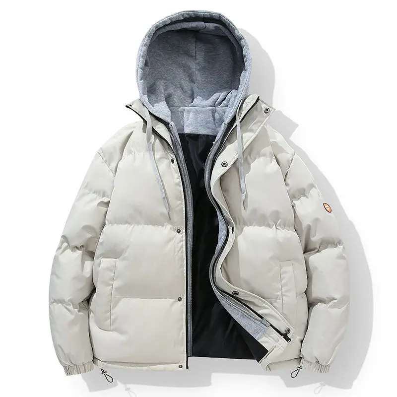 2023 Heren Winter Mode Warme Streetwear Losse Parka Jassen Mannen Dikke Dons Katoenen Jassen Mannen Patchwork Capuchon Overjassen I307