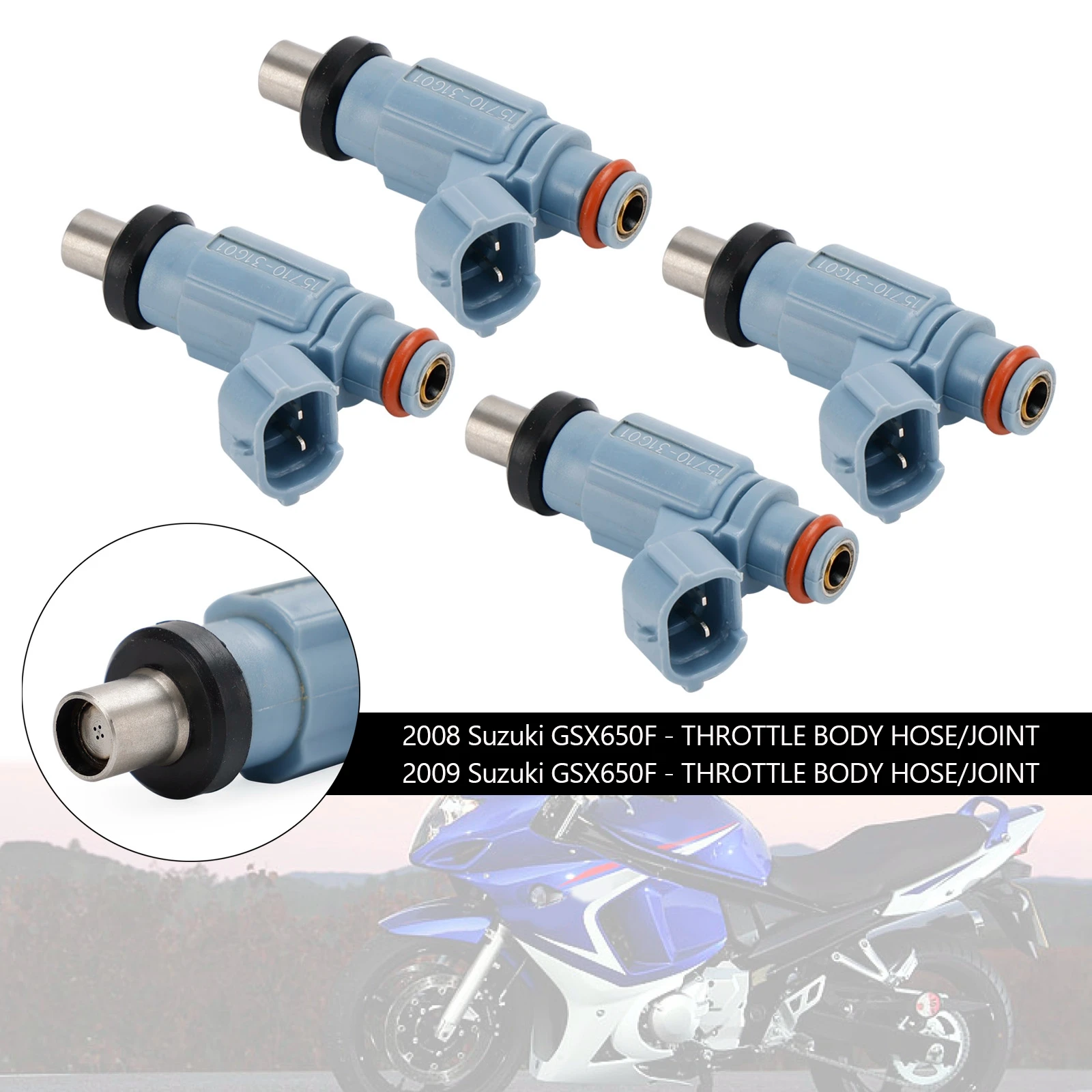 Topteng 4PCS Fuel Injector 4 Holes 15710-17H00 For Suzuki GSX650F KATANA 2008-2009