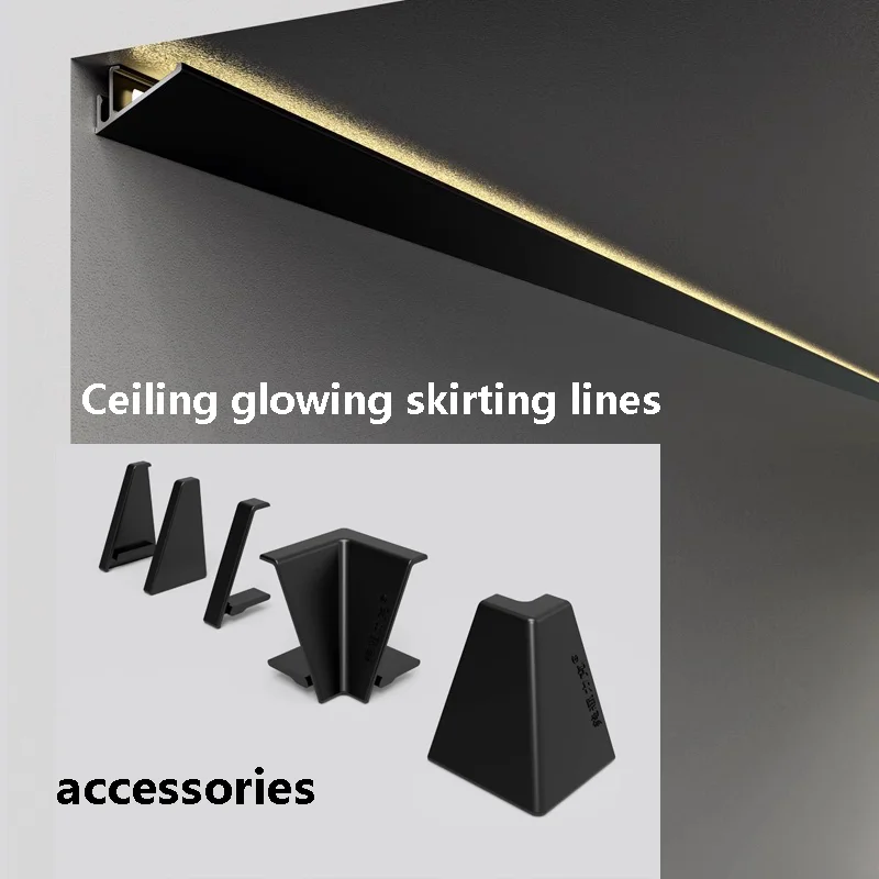 Trapezoidal Aluminum Profile LED Skirting Line Wall Corner Channel Diffuser Living Room Bedroom Ceiling Wall Linear Strip Light