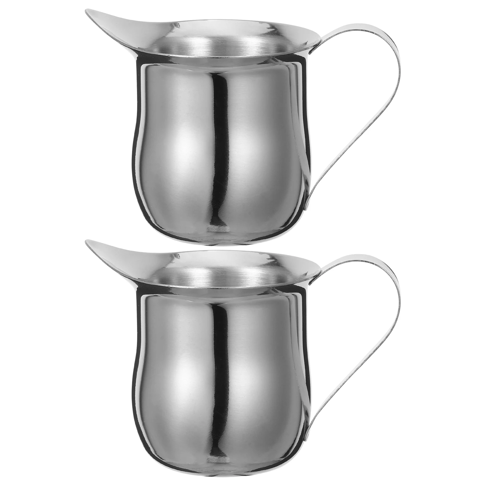 

2pcs Stainless Steel Milk Pitcher 3Oz Small Coffee Jug For Espresso Latte Art Frothing Steaming Durable Metal Creamer Cup