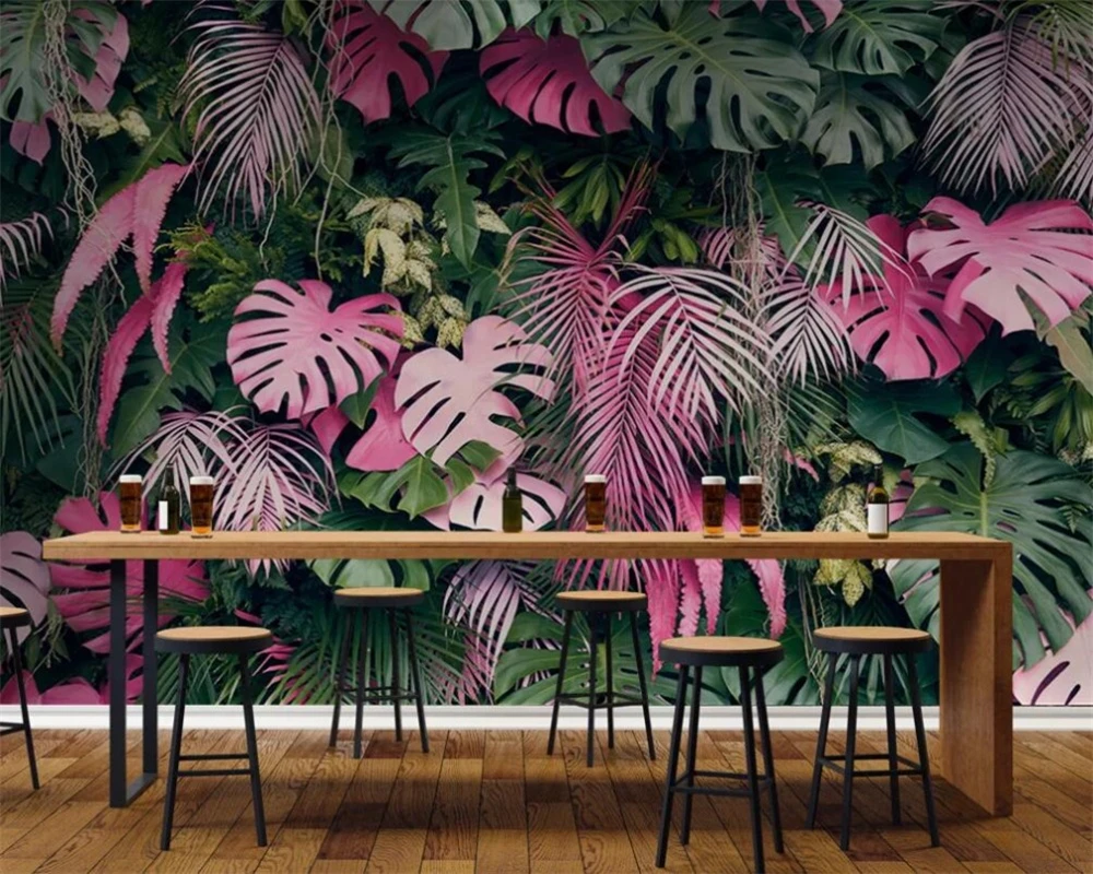 Papel tapiz autoadhesivo personalizado, planta de selva tropical, Mural de hoja de plátano, decoración del hogar, sala de estar, dormitorio, papel tapiz 3d