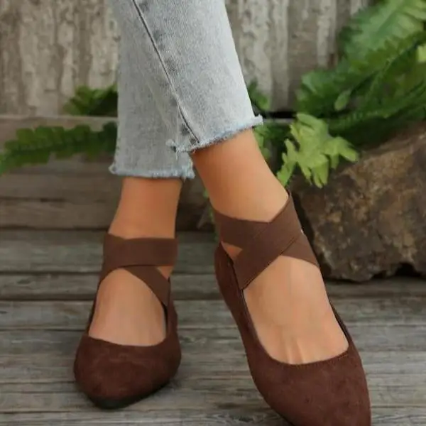 

Faionable Pure Color Pointed Toe Women's Casual Single oes Busin Sle Wool Inner Ci Walk Mule oes Warmth