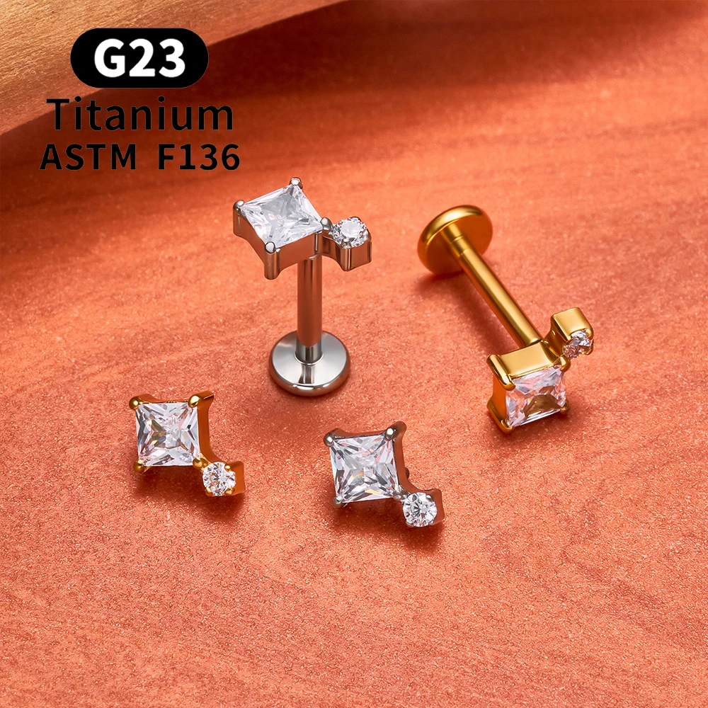 ASTM F136 Titan Muschel-Ohrstecker 16G CZ Flacher Rücken Labret Lippenstecker Helix Knorpel Tragus Ohrläppchen Ohrpiercing Schmuck – Detail 8