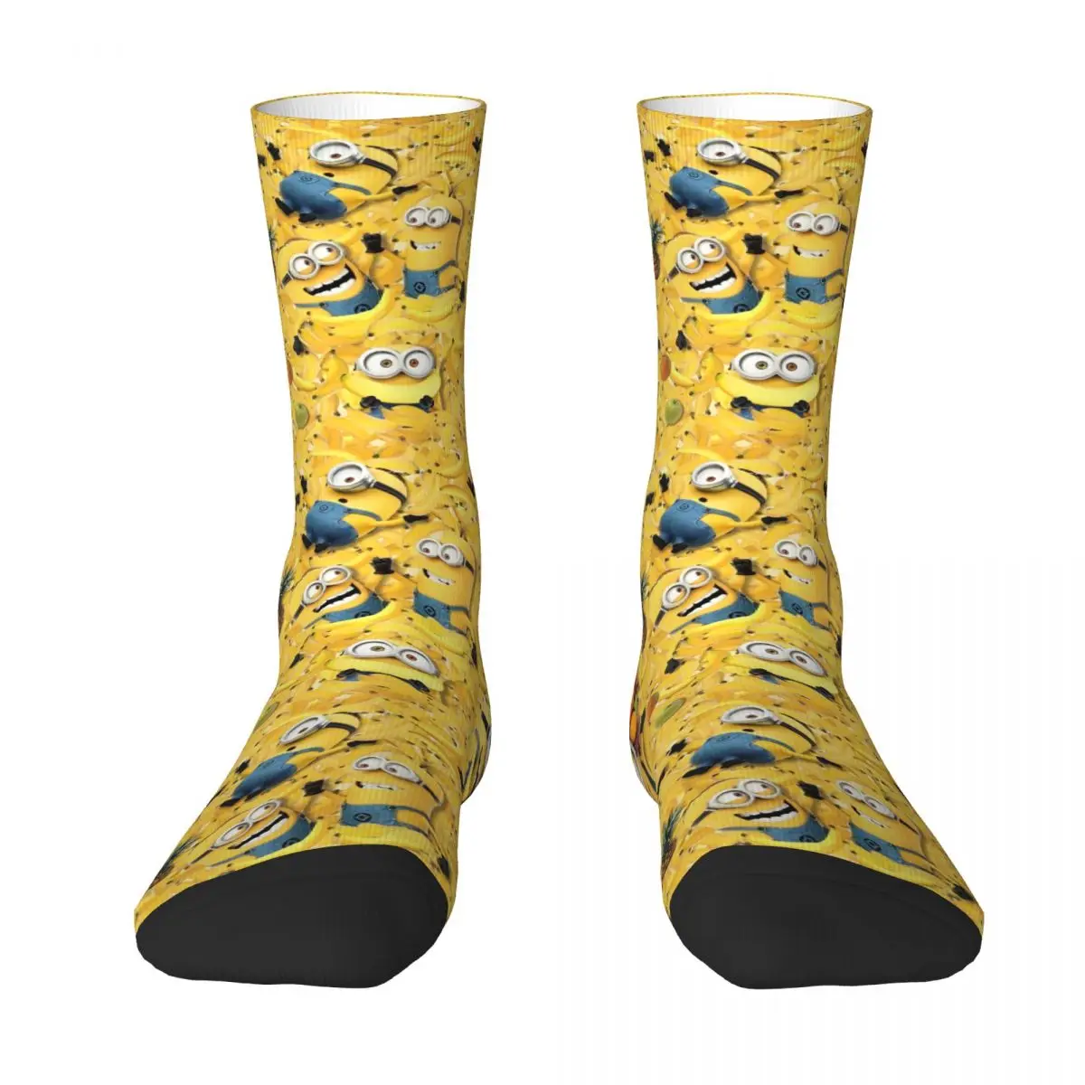 Cute Cartoon Yellow Minions-Big Eyes Socks Spring Stockings Vintage Adults Men Soft Socks Running Sports Non Skid Socks