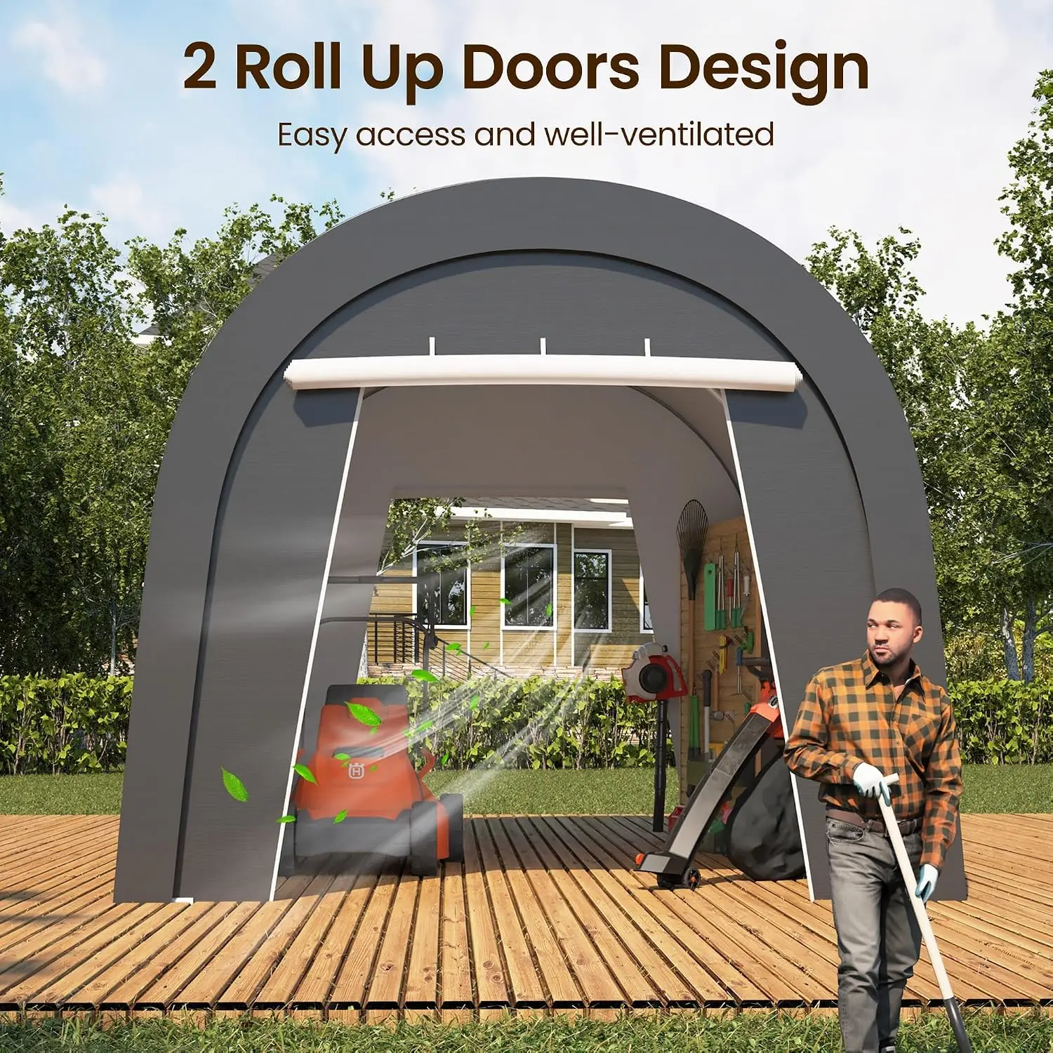 10x20 FT Carport with 6 Heavy Duty Ground Stakes, Car Port for UV & Rain