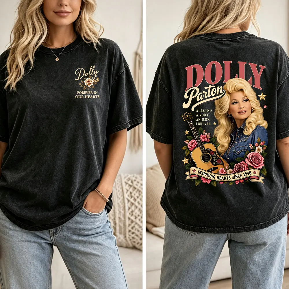 Tribute 1946-2026 Legend Country Music Dolly Parton Vintage Washed T Shirts Men Women's Clothing Fashion Short Sleeves T-shirt