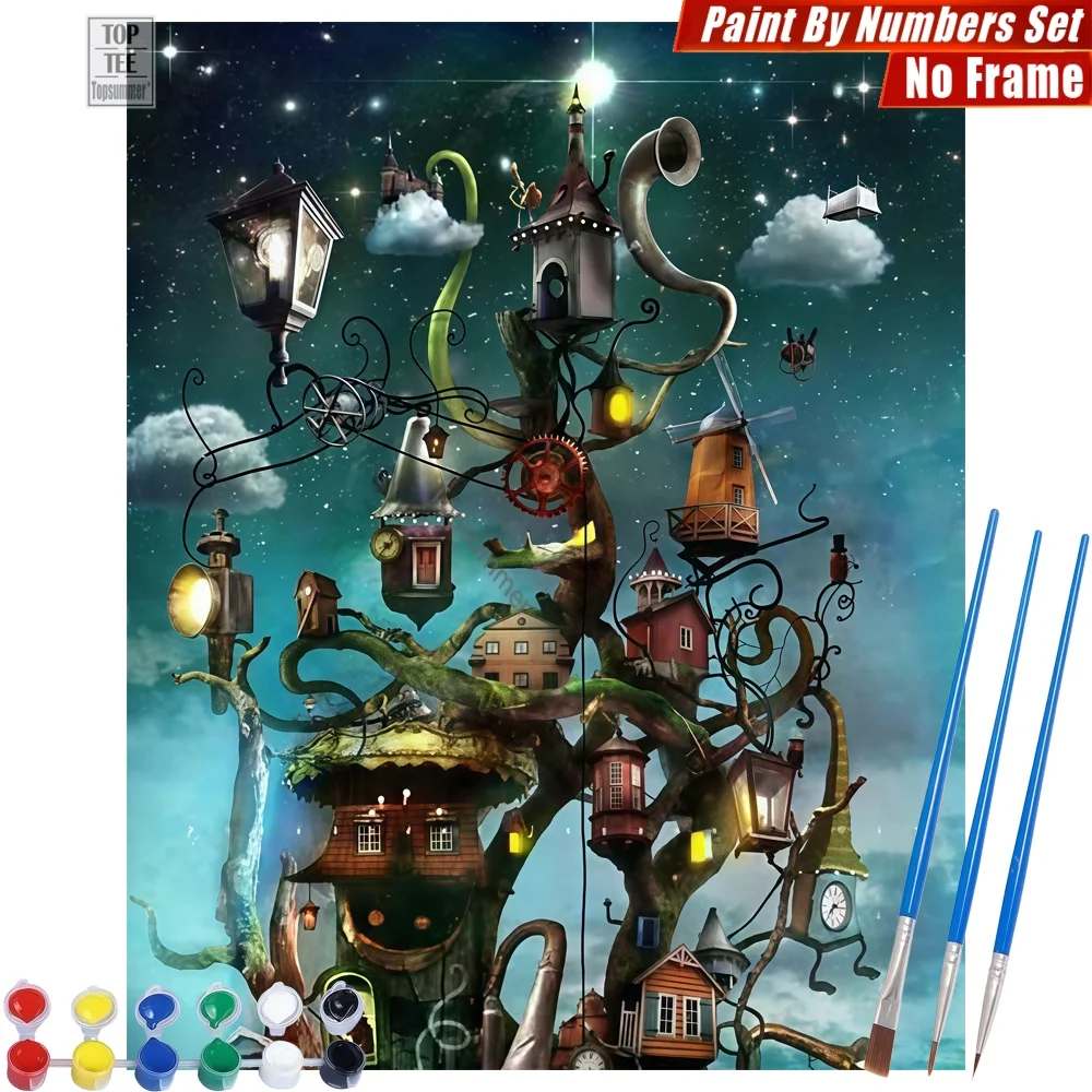 

intricate mechanical tree DIY Digital Oil Painting Set - tree steampunk fantasy Room Decor New Year'S Day Gift For Grandma