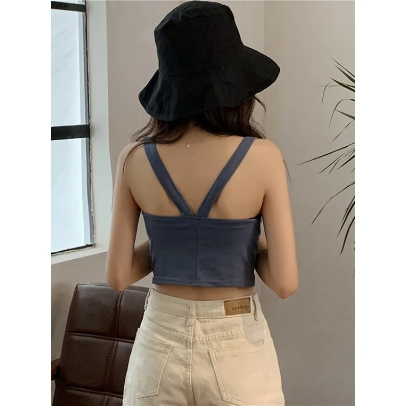 Beauty back outer vest short small sling women's summer 2024 New Korean style black inner bottoming shirt sleeveless top