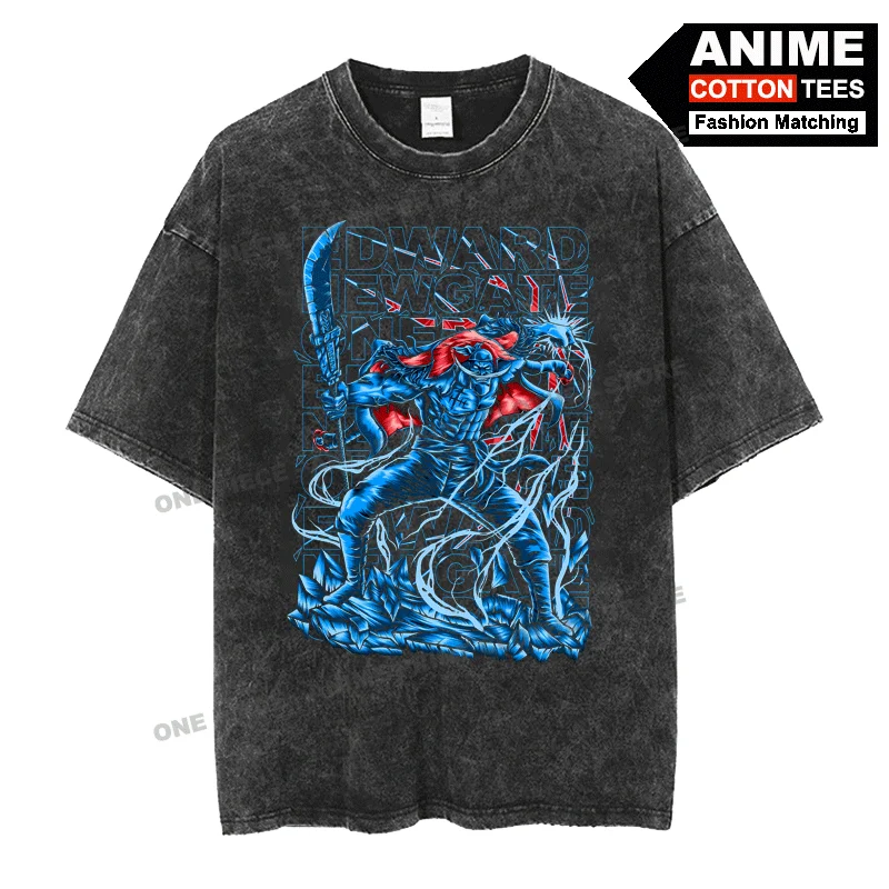 

Anime Peripheral Clothing ONE PIECE -Edward Newgate Print T Shirt y2k Street styl Men Women Short Sleeve Retro Cotton Loose Tees