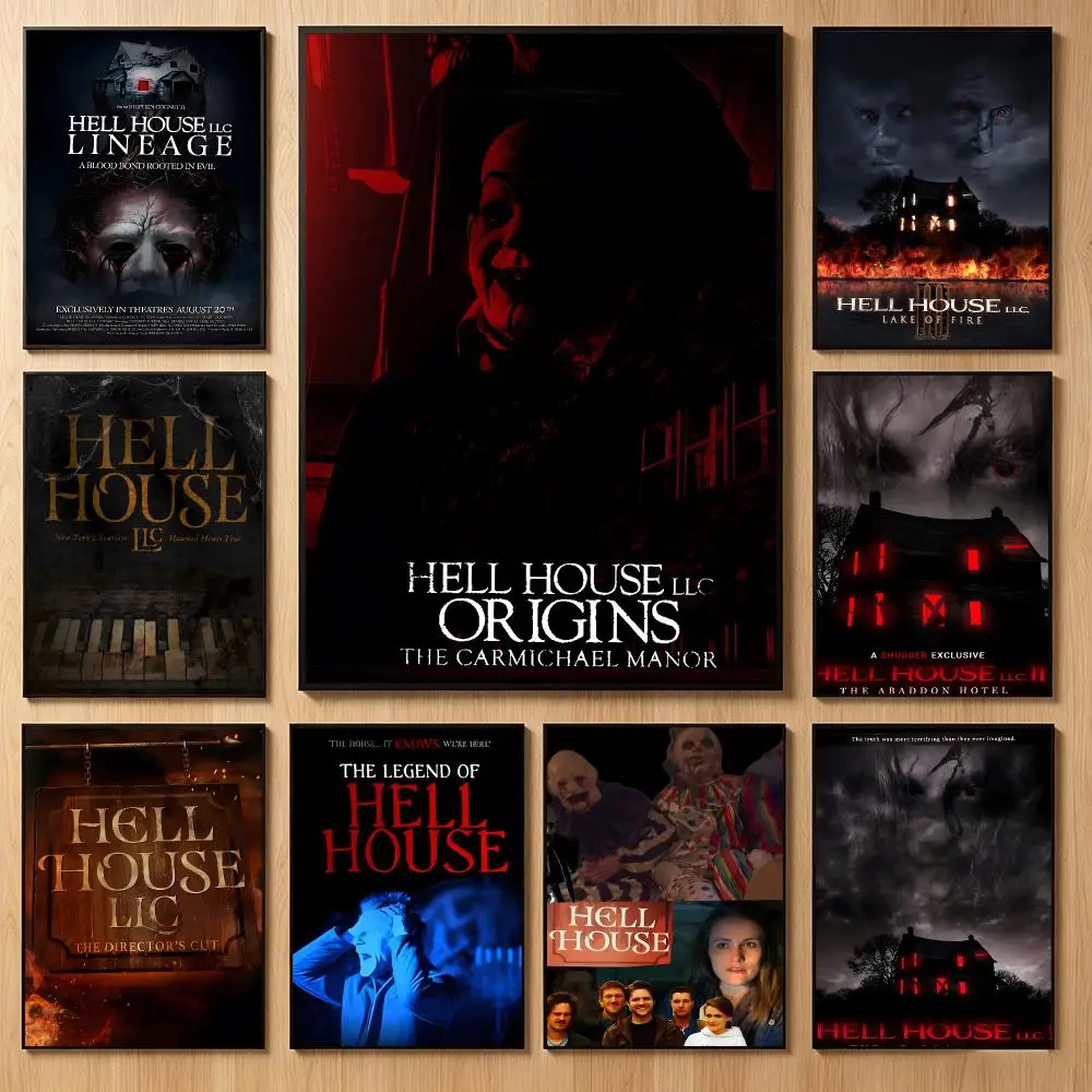 Spooky Movie H-Hell House LLC Poster Classic Self-Adhesive PP Wall Sticker for Living Room Bar Decor Gift