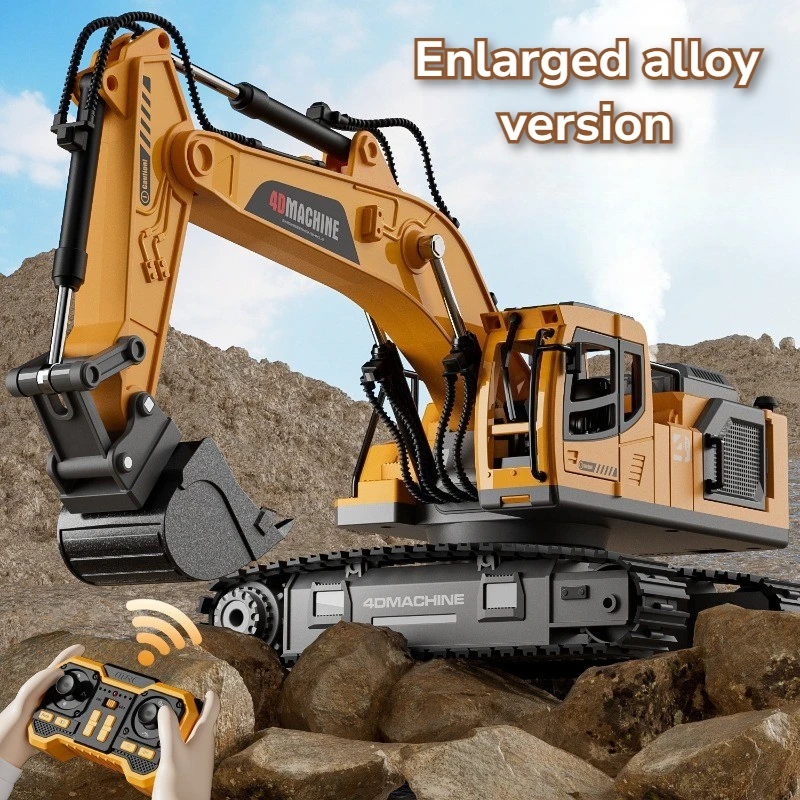4D RC Excavator Truck Alloy Engineering Car Simulated Spray Sound Lighting Rotation Children Toy Car Kids Toys Boy Birthday Gift