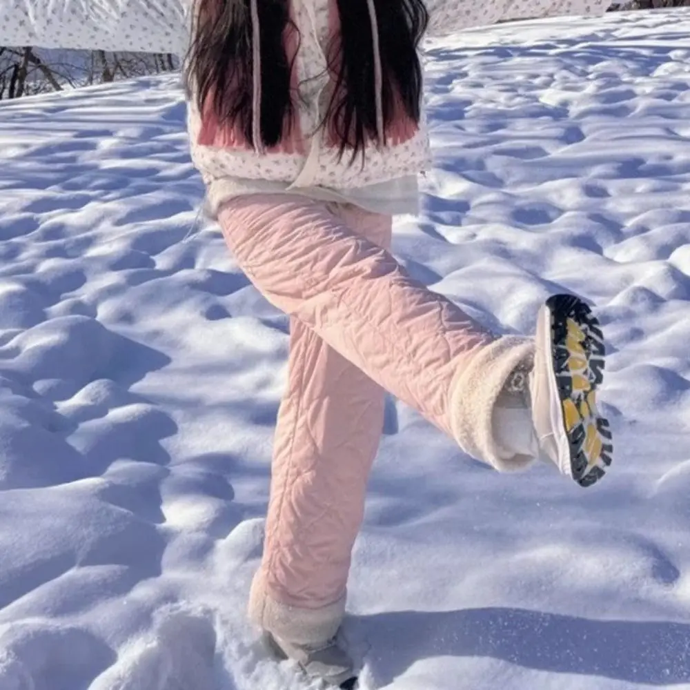 موضة واسعة الساق سميكة الفانيلا السراويل بسيطة عالية الخصر فضفاض مستقيم بنطلون الشتاء السببية مصدات الرياح سراويل قطنية النساء