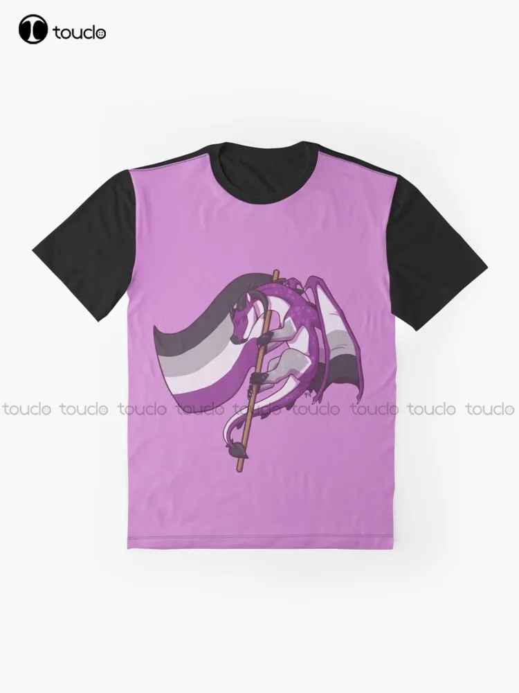 Asexual Pride Flag Dragon (3Rd Edition) Graphic T-Shirt Custom Aldult Teen Unisex Digital Printing Tee Shirts Christmas Gift