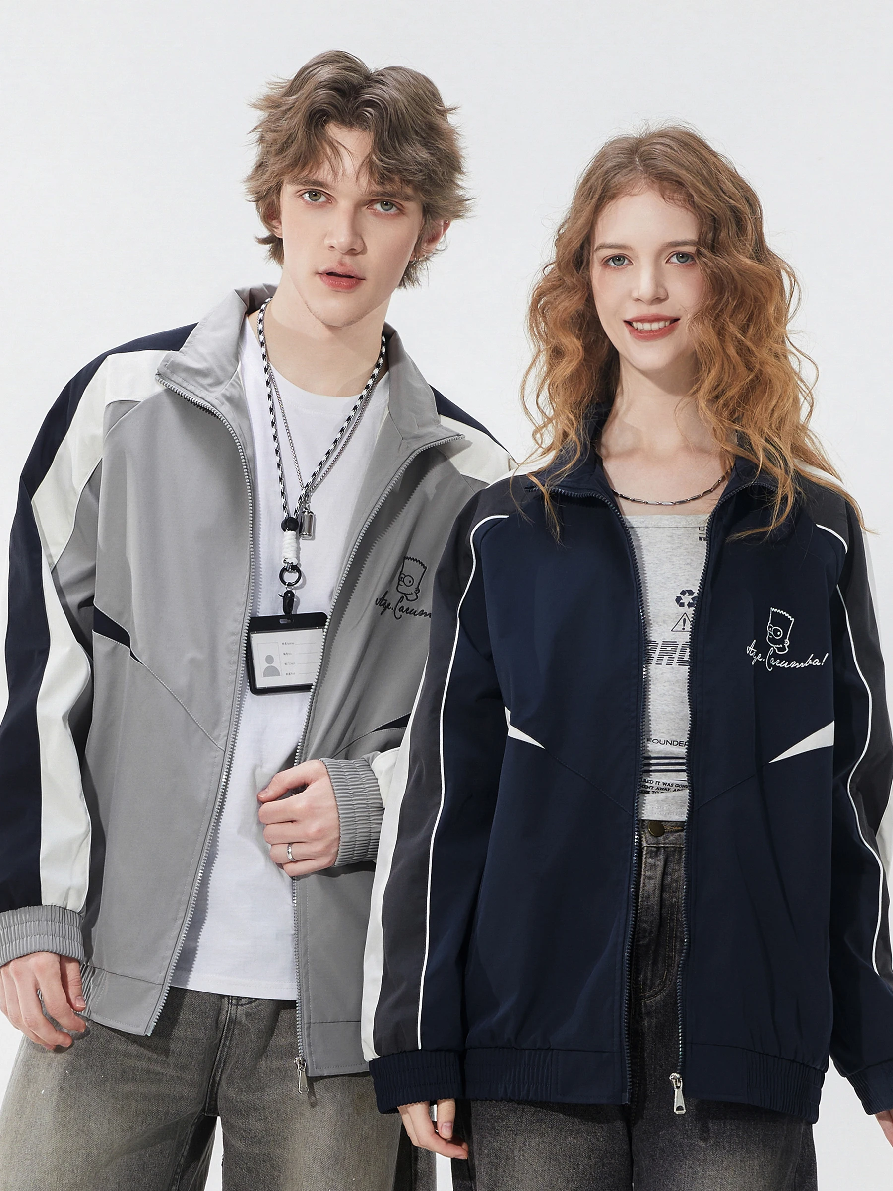 

Куртка-худи Simpsons Fly Jaet в стиле ретро, весна-осень, американский спортивный стиль, парные топы, из полиэфирного волокна, с длинными рукавами