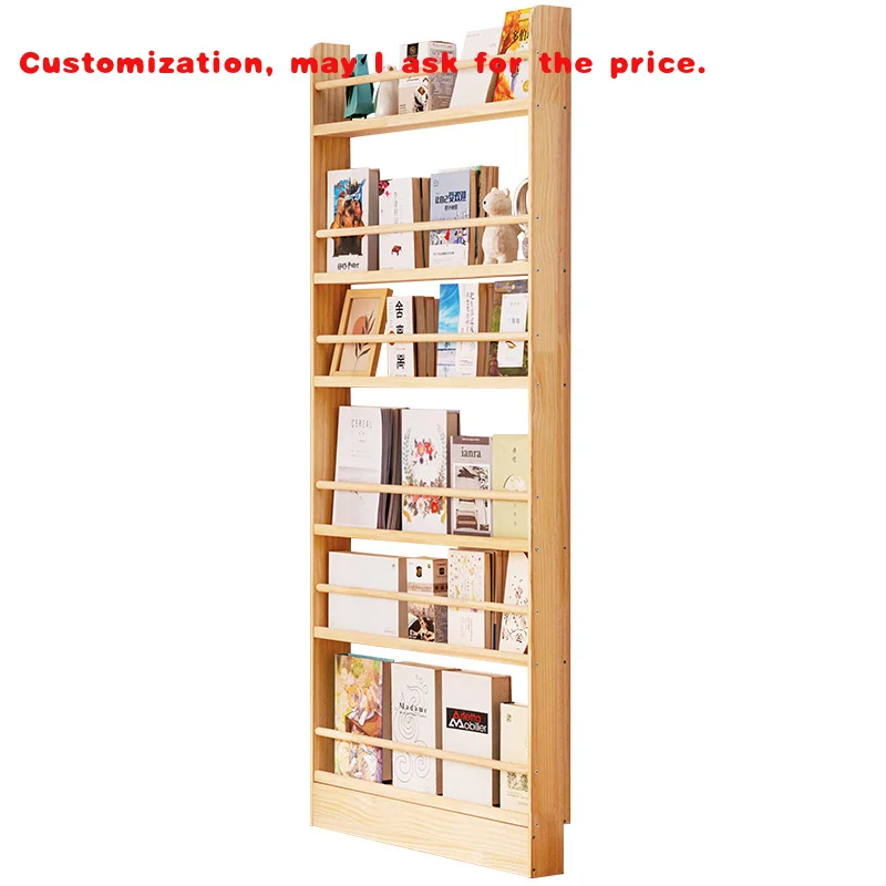 

custom.Wooden Library Magazine Narrow Behind Door Bookshelf Multi-Layer Wall Hanging Front- Facing Bookcase Kids Bookshelf C