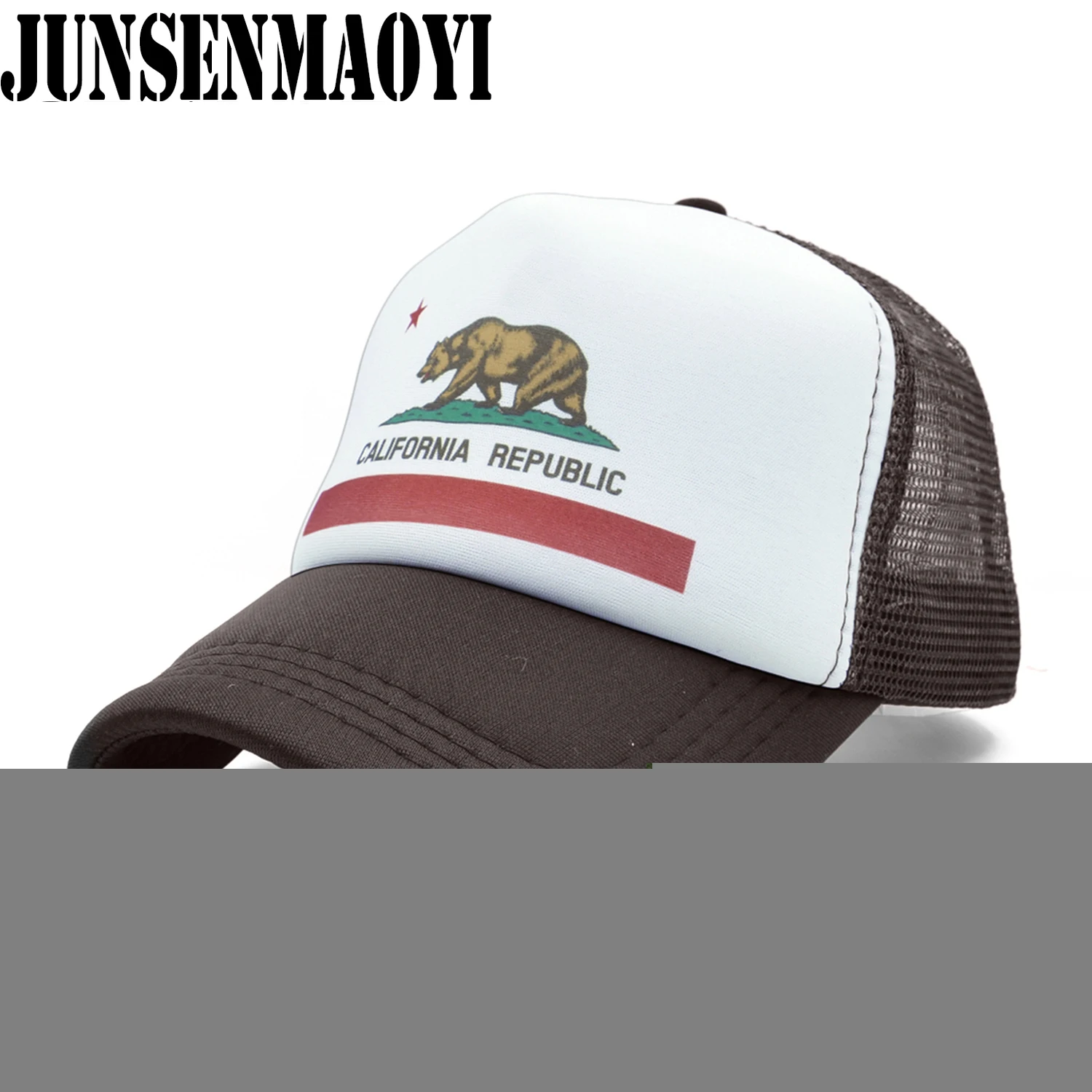 California Trucker Cap Men Women Bear California Republic Flag Cap Funny Hip Hop Hat Cap Cool Summer Mesh Cap Adult Kids Kid