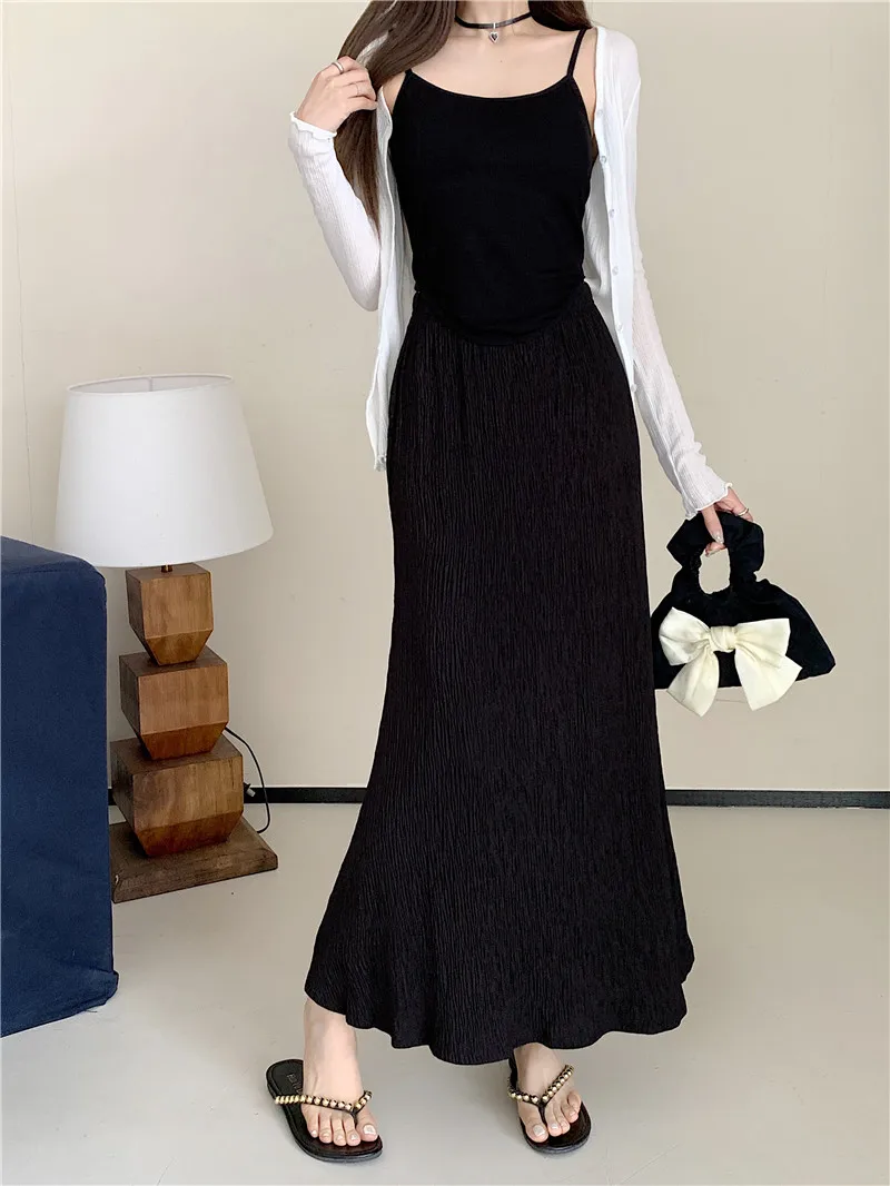 Women's Skirt 2024 New Hip-wrapped Fishtail Skirt A-shaped Women Clothing Long Skirt Vintage Large French Slimming Dress