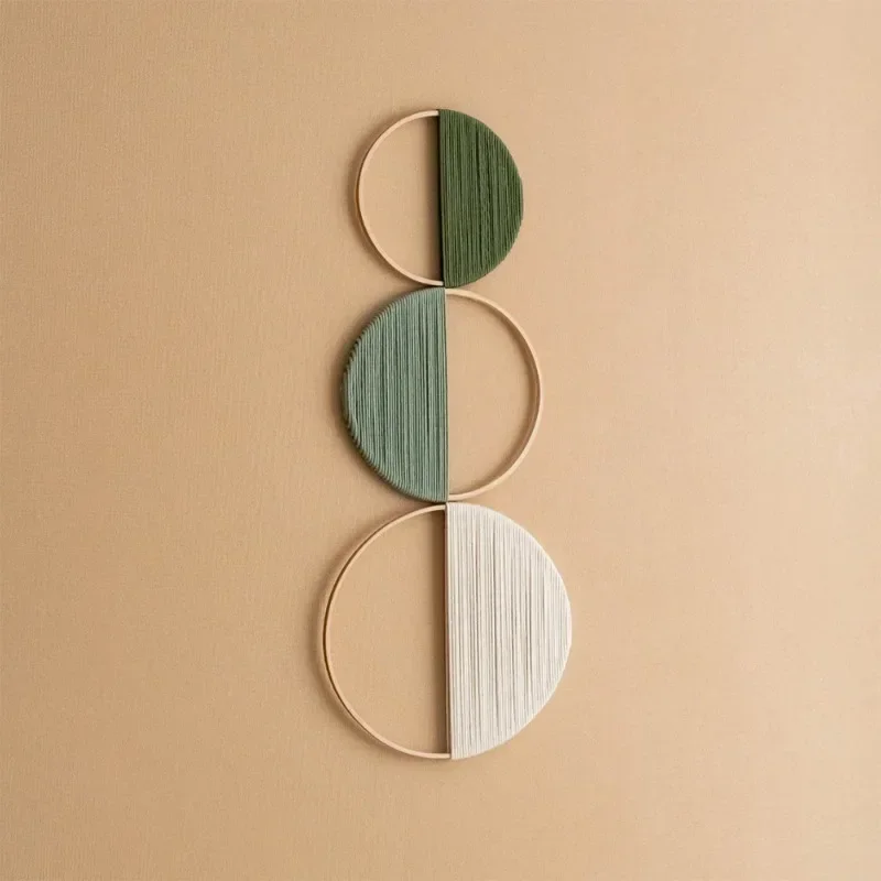 3pcs/set Bohemian Round Bamboo Hoop Wall Hanging Handwoven Tapestry Wall Art DIY Geometric Pattern Home Decor