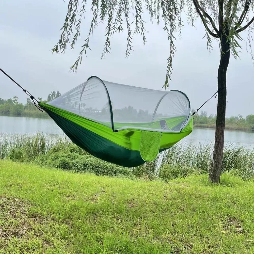 250X120cm Outdoor Camping Hammock With Mosquito Net Lightweight Hanging Hammocks High Strength Parachute Fabric Hanging Bed Net image 4