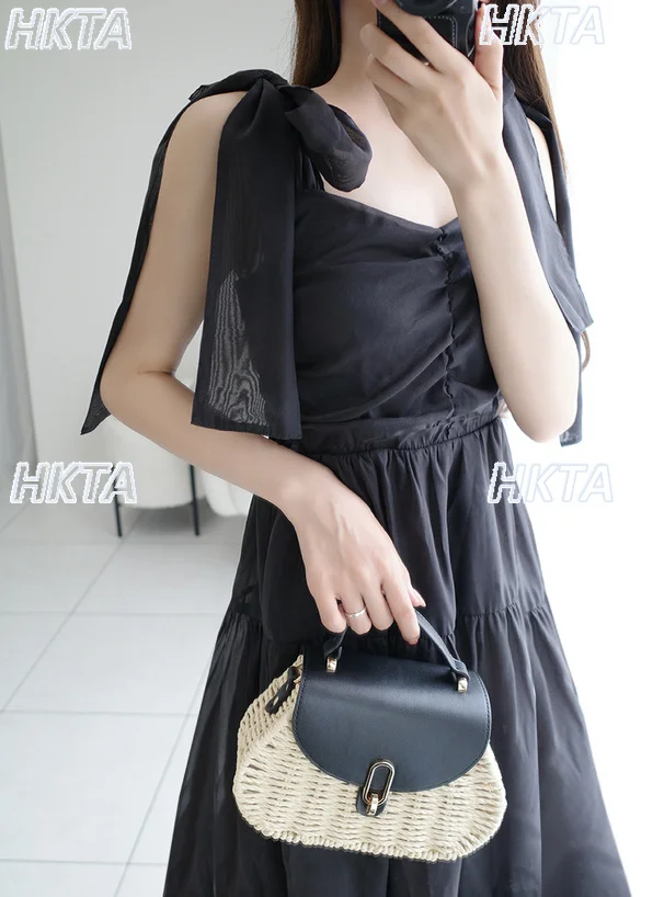 Japanse stijl zomer nieuwe 2025, zoete elegante strikriem, elastische taille, losse commuter lange jarretel, dames chiffon jurken, dames