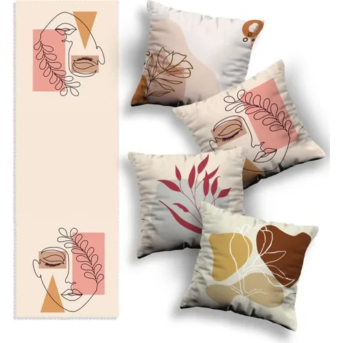 Ottoson 4'lü Special Design Pillow decorate Case and Runner Set