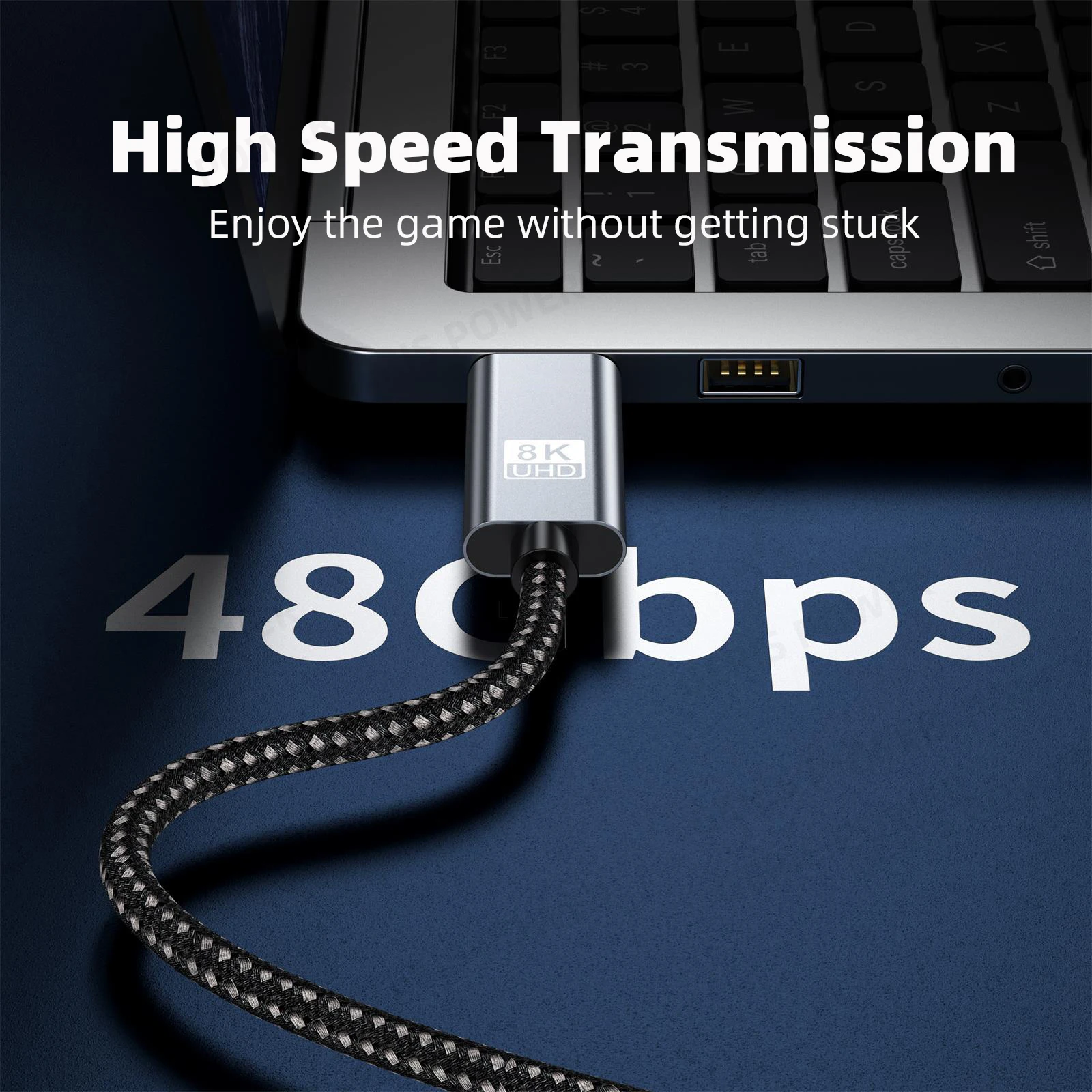 8K HDMI-compatible 2.1 Cable for TV Box/Fire stick PS4 PS5 Laptop Video Cord HDMI-compatible Adapter Cable for Thunderbolt 3