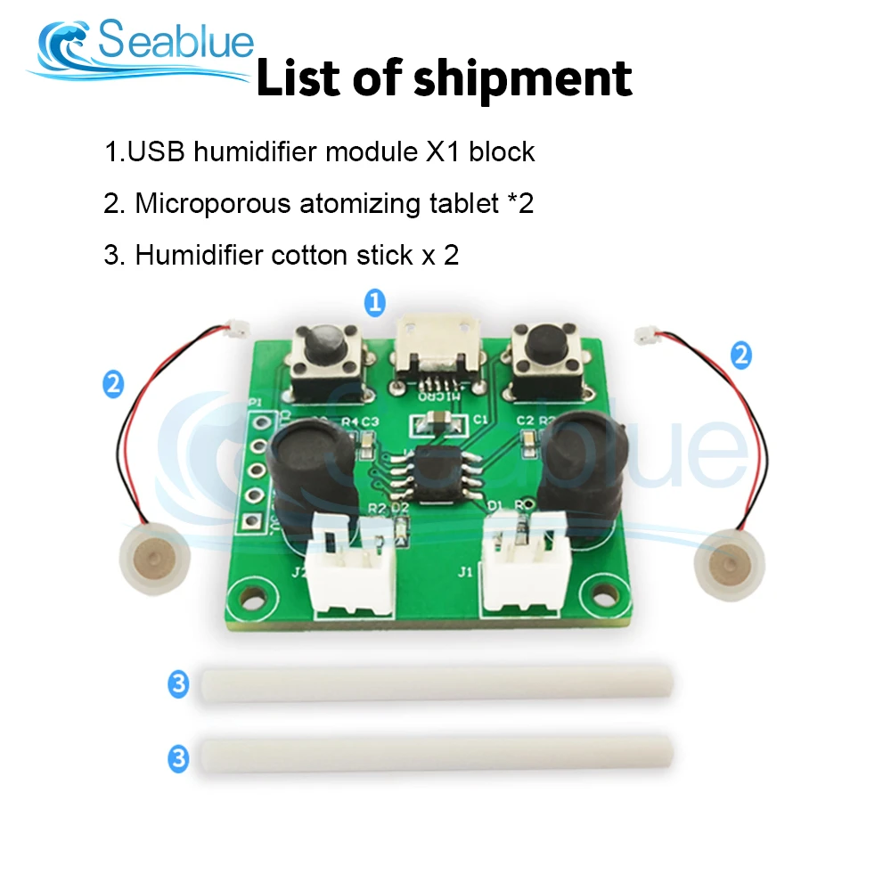 USB Mini Dual Way Humidifier Module DIY Kits DC 5V Mist Maker And Driver Circuit Board Fogger Atomization Film Atomizer Sheet