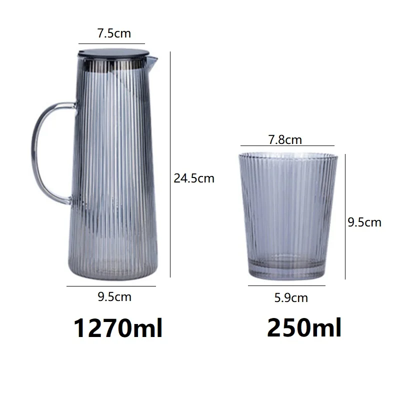 Vertical Stripes Glass Cold Kettle Heat-resistant Large-capacity Water Bottle Home Pitcher Juice Drink Carafe Teapot  Jug