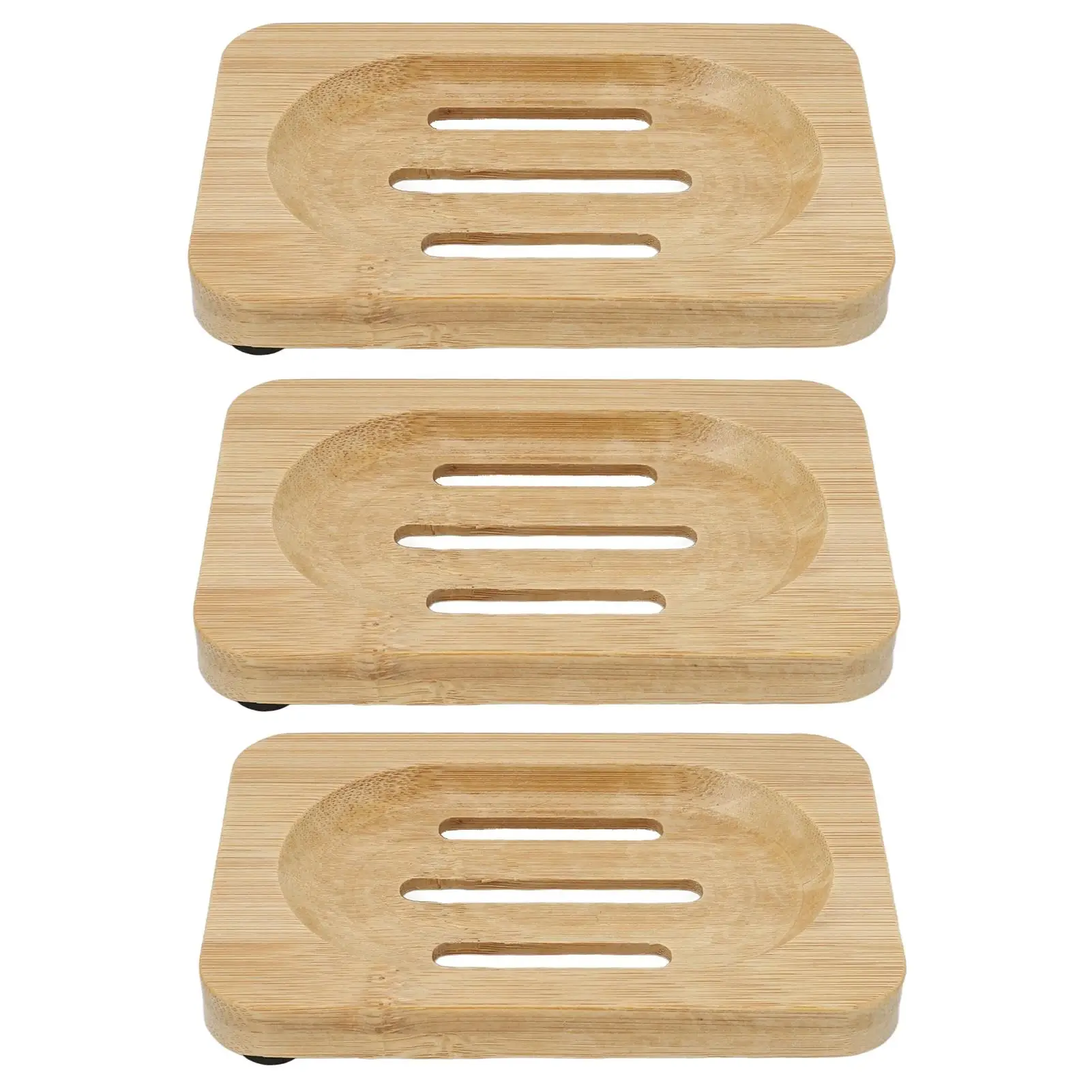 

Bamboo Self Draining Soap Tray with Slip Resistant Base For bathroom Decor and Waterproof Storage