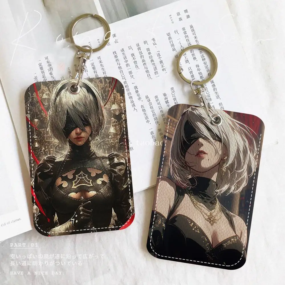 Nier Automata Games Holder Keychain With Keychain for Access Card Bus Pass & Card Credit ID Bank Card Protective Case