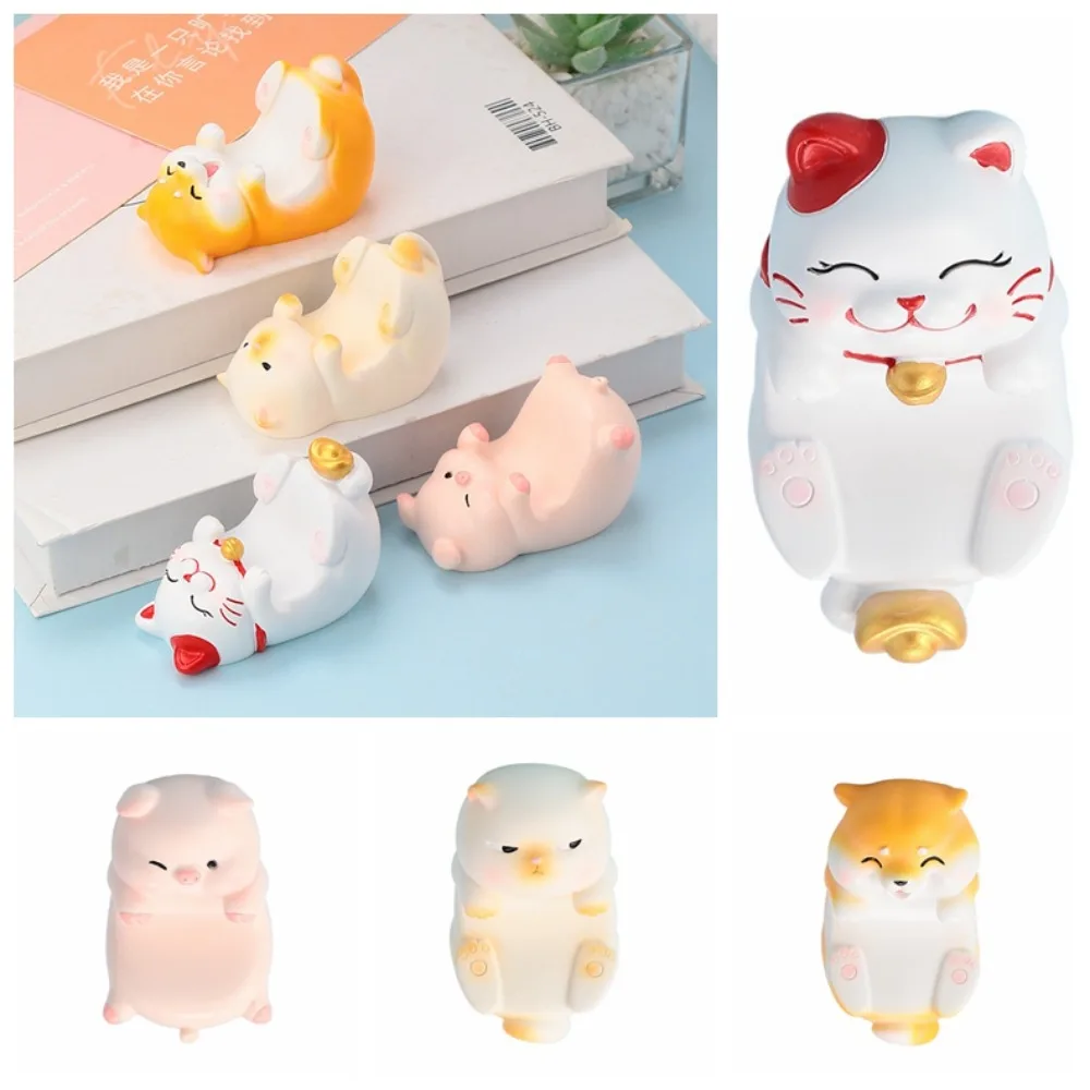 Lucky Cat Creative Phone Holder Animal Figure Doll Mobile Phone Stand Resin Cartoon Cell Phone Bracket Phone Accessories