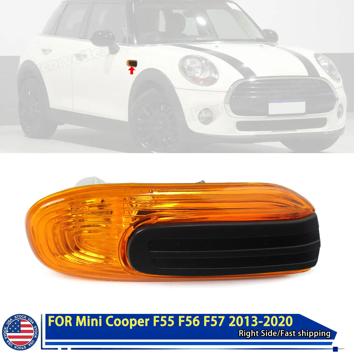 

Passenger Amber Turn Signal Light For BMW Mini F55 F56 F57 Cooper 2014-2020 Side Marker Front Fender Light Simple Installation