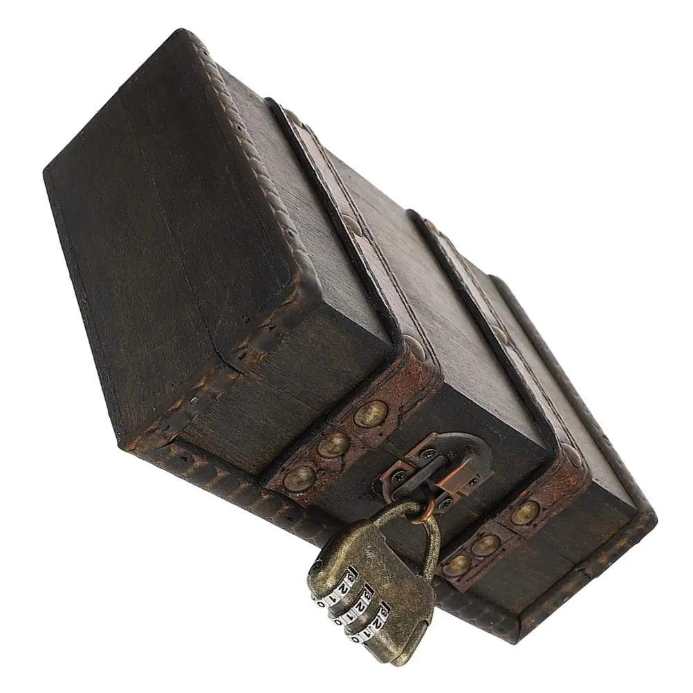 

Wooden Storage Box Jewelry Wedding Keepsake Trunk Desktop Travel Jewellery Case Vintage Decor