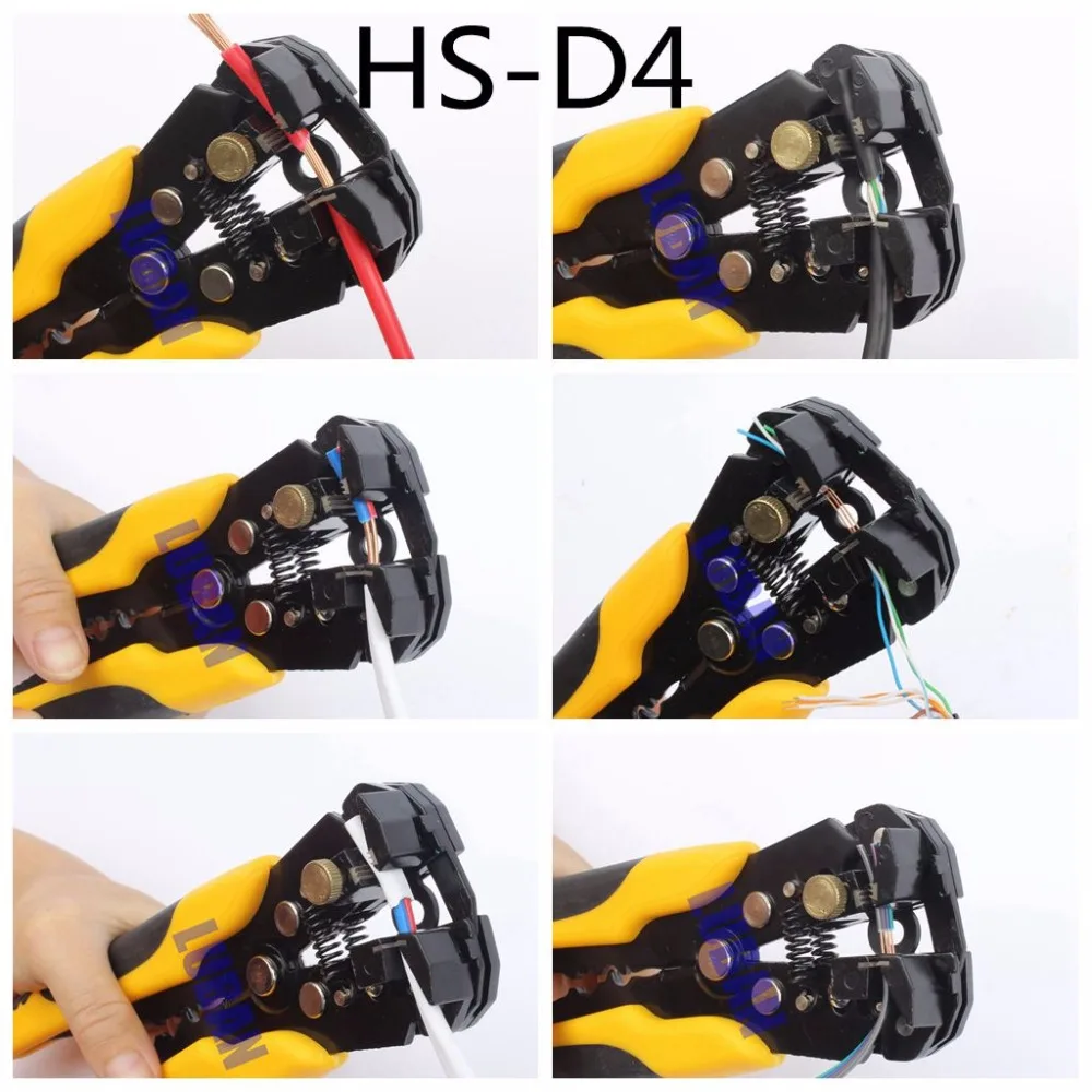 HS-D1 AWG24-10 (0.2-6.0mm2) Đa Năng Tự Động Kìm Tuốt Dây Cáp Tuốt Dây Uốn Dụng Cụ Cắt Cắt